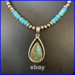 Womens Blue Turquoise Pendant Navajo Pearls Sterling Silver Necklace 20 13869
