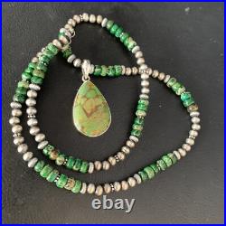 Womens Green Mohave Turquoise Pendant Navajo Pearls Sterling Necklace 20 13461