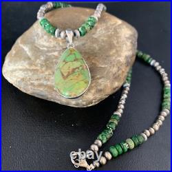 Womens Green Mohave Turquoise Pendant Navajo Pearls Sterling Necklace 20 13461