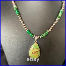 Womens Green Mohave Turquoise Pendant Navajo Pearls Sterling Necklace 20 13461