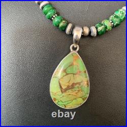 Womens Green Mohave Turquoise Pendant Navajo Pearls Sterling Necklace 20 13461