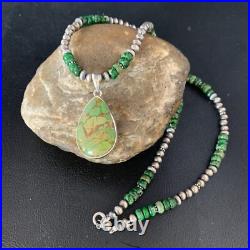 Womens Green Mohave Turquoise Pendant Navajo Pearls Sterling Necklace 20 13461
