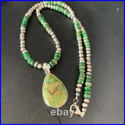 Womens Green Mohave Turquoise Pendant Navajo Pearls Sterling Necklace 20 13461