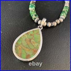 Womens Green Mohave Turquoise Pendant Navajo Pearls Sterling Necklace 20 13461