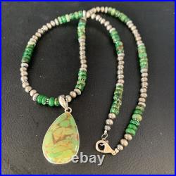 Womens Green Mohave Turquoise Pendant Navajo Pearls Sterling Necklace 20 13461