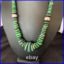 Womens Green Turquoise Bead Navajo Pearls Sterling Silver Necklace 13237 Womens Green Turquoise Bead Navajo Pearls Sterling Silver Necklace 13237