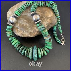 Womens Green Turquoise Bead Navajo Pearls Sterling Silver Necklace 13237