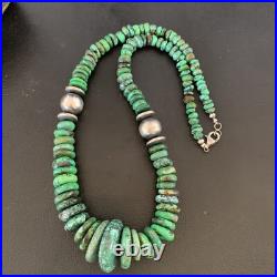 Womens Green Turquoise Bead Navajo Pearls Sterling Silver Necklace 13237