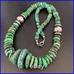 Womens Green Turquoise Bead Navajo Pearls Sterling Silver Necklace 13237