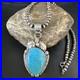 Womens Kingman Turquoise Pendant Navajo Pearls Sterling Silver Necklace 15210