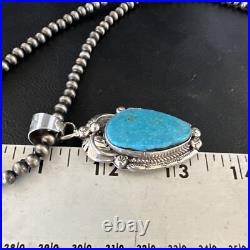 Womens Kingman Turquoise Pendant Navajo Pearls Sterling Silver Necklace 15210