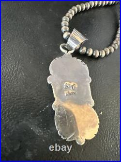 Womens Kingman Turquoise Pendant Navajo Pearls Sterling Silver Necklace 15217