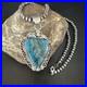 Womens Kingman Turquoise Pendant Navajo Pearls Sterling Silver Necklace 15220