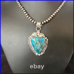 Womens Kingman Turquoise Pendant Navajo Pearls Sterling Silver Necklace 15220 Womens Kingman Turquoise Pendant Navajo Pearls Sterling Silver Necklace 15220