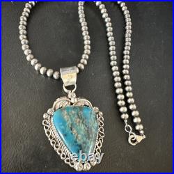Womens Kingman Turquoise Pendant Navajo Pearls Sterling Silver Necklace 15220 Womens Kingman Turquoise Pendant Navajo Pearls Sterling Silver Necklace 15220