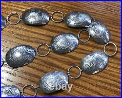 Wonderful Vintage Navajo Native Stamped Sterling Silver Concho Belt 34 1/2