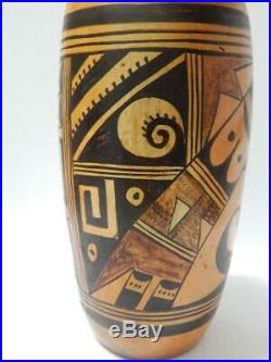 XLRG ANTIQUE VINTAGE HOPI INDIAN CYLINDER POT- HOPI HOUSE CORN SIGNATURE 9 1/1t