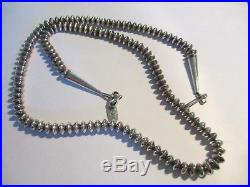 Xfine Vintage 28 Navajo Hand Tooled Sterling Pearl Bead Necklace-a Beauty! No