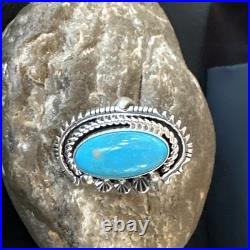 Yazzie Handmade Navajo Sterling Silver Blue Kingman Turquoise Ring Sz 8.5 19627