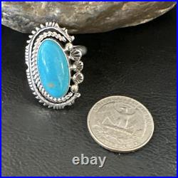 Yazzie Handmade Navajo Sterling Silver Blue Kingman Turquoise Ring Sz 8.5 19627
