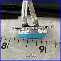 Yazzie Handmade Navajo Sterling Silver Blue Kingman Turquoise Ring Sz 8.5 19627