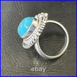 Yazzie Handmade Navajo Sterling Silver Blue Kingman Turquoise Ring Sz 8.5 19627