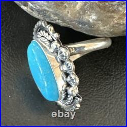 Yazzie Handmade Navajo Sterling Silver Blue Kingman Turquoise Ring Sz 8.5 19627