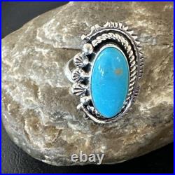 Yazzie Handmade Navajo Sterling Silver Blue Kingman Turquoise Ring Sz 8.5 19627