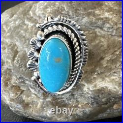 Yazzie Handmade Navajo Sterling Silver Blue Kingman Turquoise Ring Sz 8.5 19627
