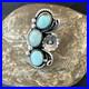 Yazzie Ring Blue Turquoise Navajo Sterling Silver Cluster Size 8.5 19225