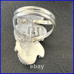 Yazzie Ring Blue Turquoise Navajo Sterling Silver Cluster Size 8.5 19225