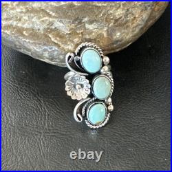 Yazzie Ring Blue Turquoise Navajo Sterling Silver Cluster Size 8.5 19225