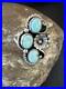 Yazzie Ring Blue Turquoise Navajo Sterling Silver Cluster Size 8.5 19226