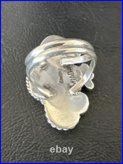 Yazzie Ring Blue Turquoise Navajo Sterling Silver Cluster Size 8.5 19226