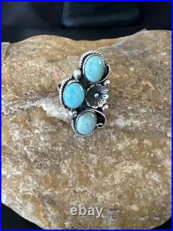 Yazzie Ring Green Turquoise Navajo Sterling Silver Cluster Size 8 19222 Yazzie Ring Green Turquoise Navajo Sterling Silver Cluster Size 8 19222