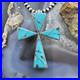 Yellowhorse Vintage Native American Sterling Turquoise Inlay Uni Cross Pendant