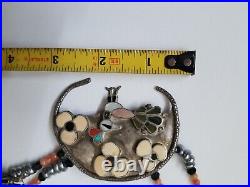 ZUNI Vintage Native American Channel Inlay Multi-stone Peacock Necklace