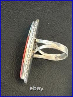 Zuni Gilson Opal Coral Turquoise Multicolor Inlay Ring Sterling Silver Sz 6 Zuni Gilson Opal Coral Turquoise Multicolor Inlay Ring Sterling Silver Sz 6