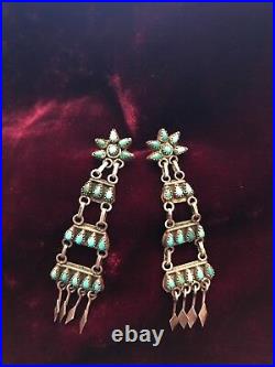 Zuni Old Pawn Vintage Petit Point Chandelier Earrings