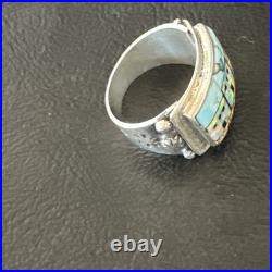 Zuni Pueblo Gilson Opal Turquoise Inlay Ring Sterling Silver Sz 7 19980 Zuni Pueblo Gilson Opal Turquoise Inlay Ring Sterling Silver Sz 7 19980