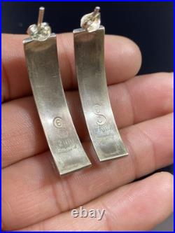 Zuni Vintage Native American Sterling Silver. 925 Turquoise Inlay Earring Signed